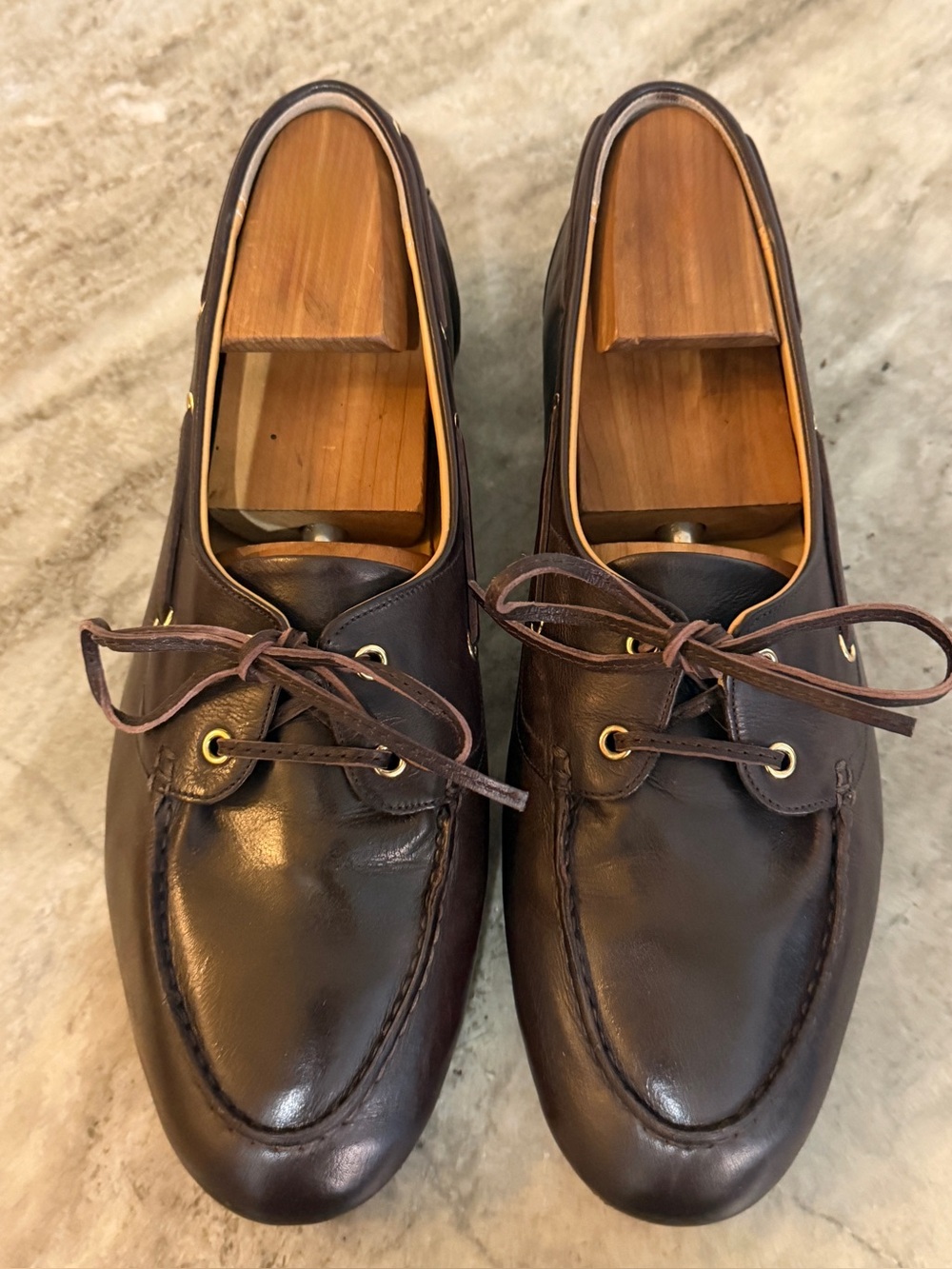 BALLY PATHY PLUME DARK BROWN WALNUT BOAT SHOES 9.5 US $750 MOCCASINS FLATS
